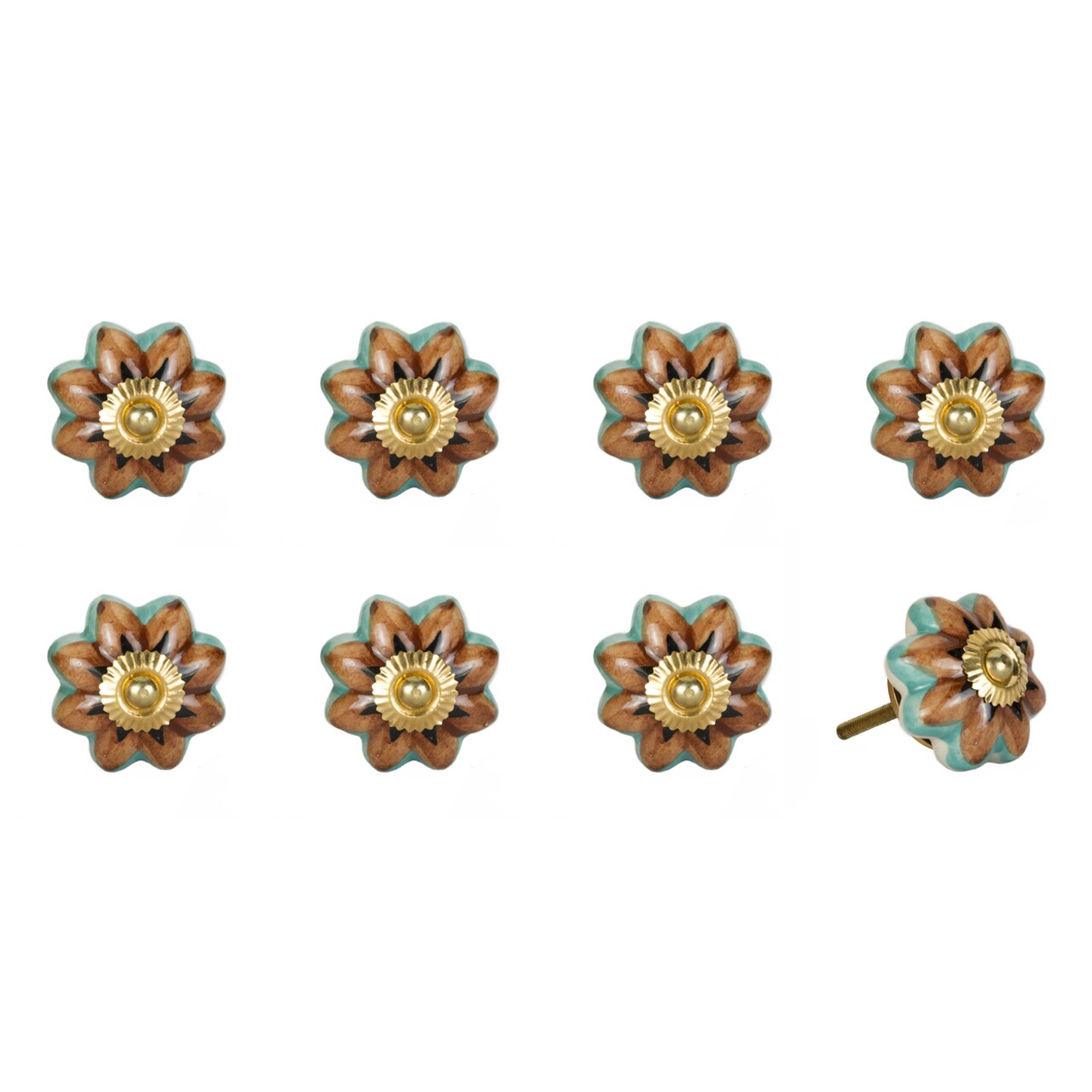 Knob-It 8-Piece Vintage Hand Painted Cabinet Drawer Knobs 1.3 Inch Bohemian Style